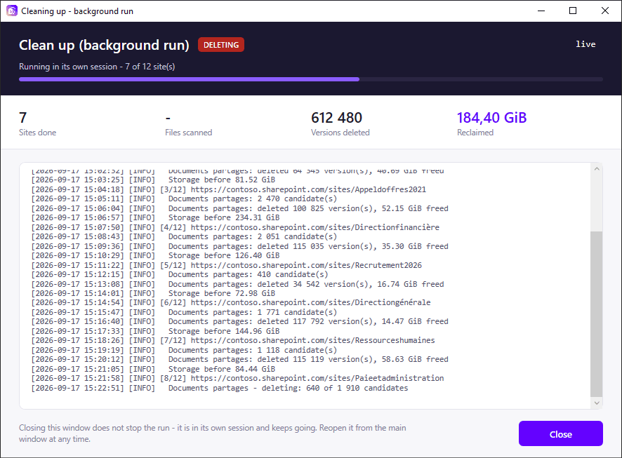 Suivi du nettoyage en cours.